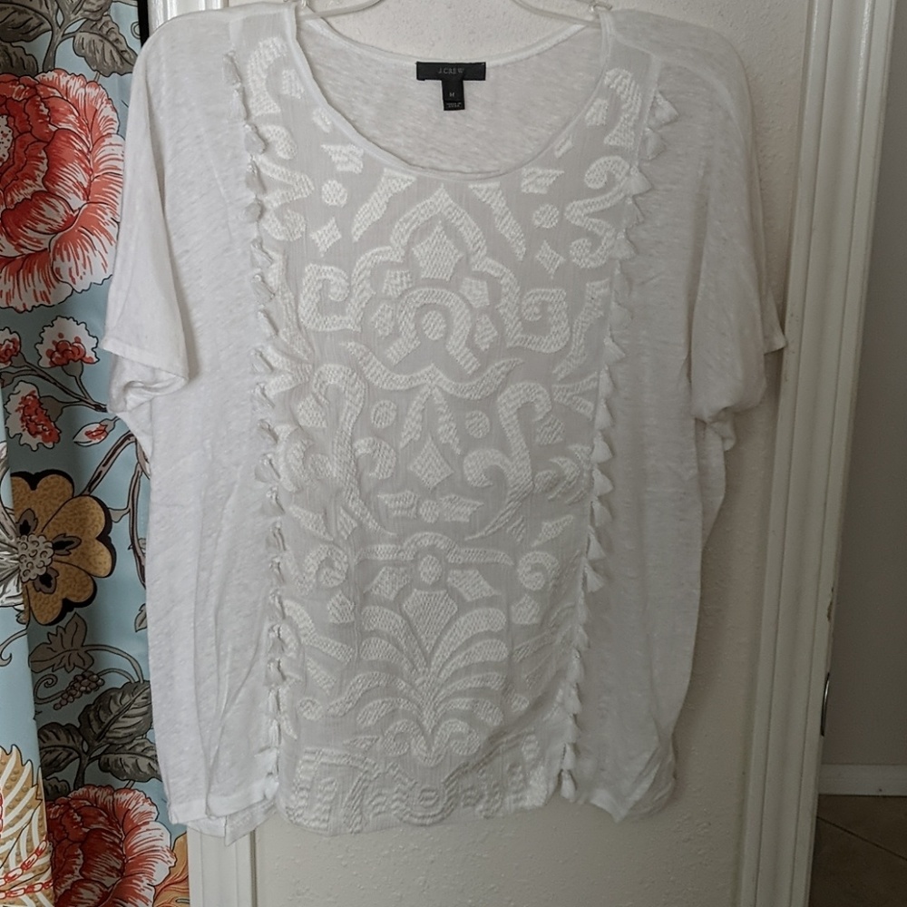 J Crew | white T shirt with embroidery